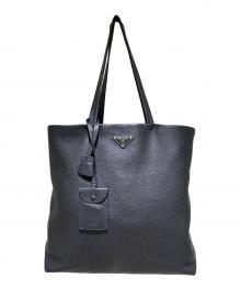 PRADA（プラダ）の古着「レザートートバッグ/トライアングルロゴ/」｜ブラック