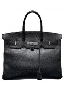HERMES（エルメス）の古着「Birkin 35 バーキン 35/アルデンヌ/ブラック/シルバー金具/□H刻印/2004年製」｜ブラック