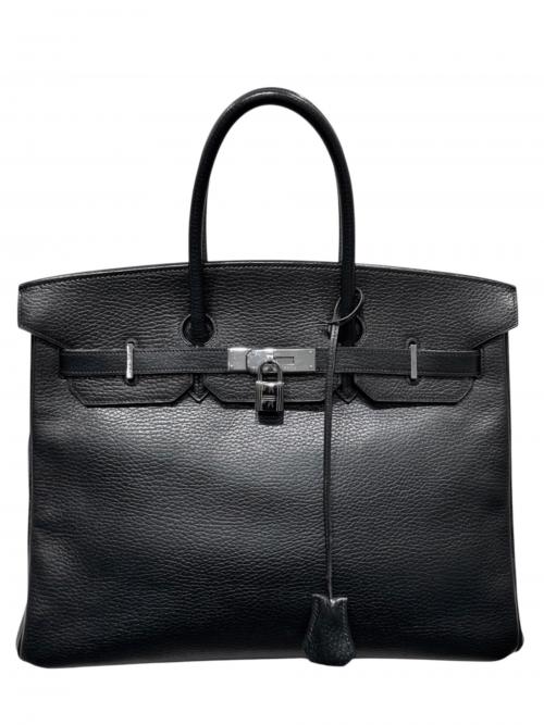 HERMES（エルメス）HERMES (エルメス) Birkin 35 バーキン 35/アルデンヌ/ブラック/シルバー金具/□H刻印/2004年製 ブラック サイズ:35の古着・服飾アイテム