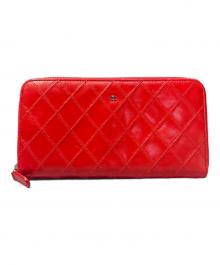 CHANEL（シャネル）の古着「マトラッセ ピコローレ ラウンド ジッピー ウォレット」｜レッド