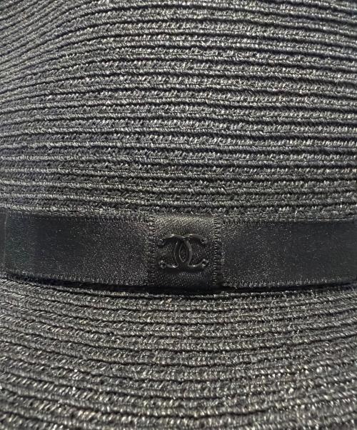 CHANEL（シャネル）CHANEL (シャネル) ココデザインストローハット ブラック サイズ:Mの古着・服飾アイテム