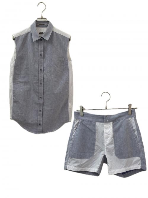 MM6 Maison Margiela（エムエムシックスメゾンマルジェラ）MM6 Maison Margiela (エムエムシックスメゾンマルジェラ) ノースリーブシャツ・ショーツ スカイブルー サイズ:38の古着・服飾アイテム