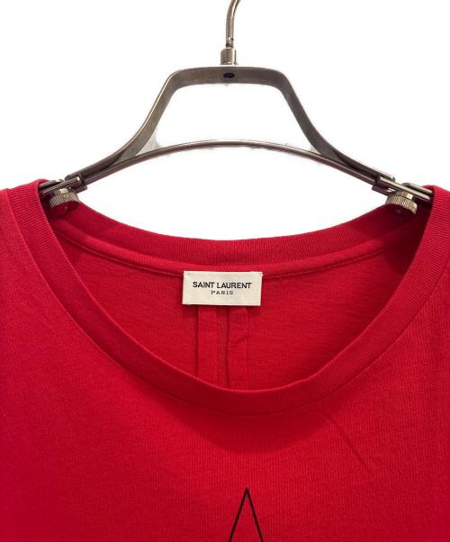 Saint Laurent Paris（サンローランパリ）Saint Laurent Paris (サンローランパリ) パラディウムスタープリントクルーネックTシャツ レッド サイズ:XSの古着・服飾アイテム
