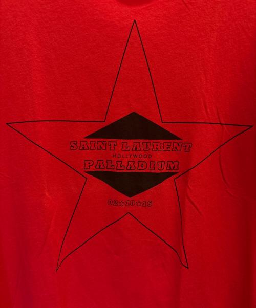 Saint Laurent Paris（サンローランパリ）Saint Laurent Paris (サンローランパリ) パラディウムスタープリントクルーネックTシャツ レッド サイズ:XSの古着・服飾アイテム