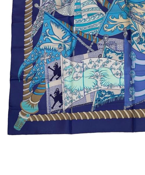 HERMES（エルメス）HERMES (エルメス) カレ90《Etendards et Bonnieres（ボニエールの旗）》 ブルー サイズ:90の古着・服飾アイテム