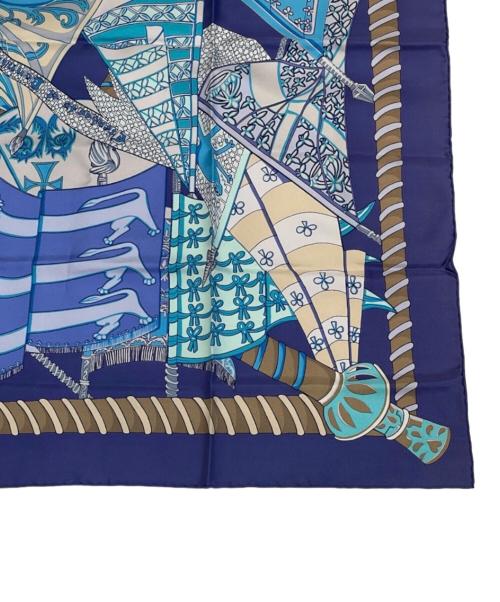HERMES（エルメス）HERMES (エルメス) カレ90《Etendards et Bonnieres（ボニエールの旗）》 ブルー サイズ:90の古着・服飾アイテム