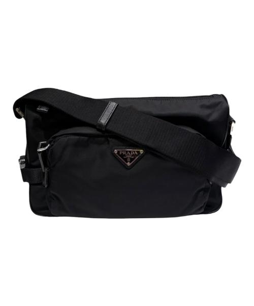 PRADA（プラダ）PRADA (プラダ) ミディアム Re-Nylon xサフィアーノレザー ショルダーバッグ ブラックの古着・服飾アイテム