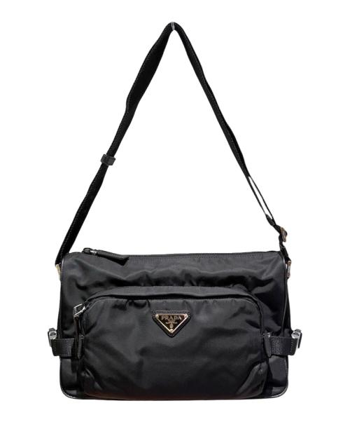PRADA（プラダ）PRADA (プラダ) ミディアム Re-Nylon xサフィアーノレザー ショルダーバッグ ブラックの古着・服飾アイテム