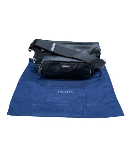 PRADA（プラダ）PRADA (プラダ) ミディアム Re-Nylon xサフィアーノレザー ショルダーバッグ ブラックの古着・服飾アイテム