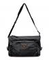 中古・古着 PRADA (プラダ) ミディアム Re-Nylon xサフィアーノレザー ショルダーバッグ ブラック：240000円