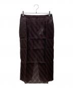 AURALEEオーラリー）の古着「SHEER SILK COTTON CUT JACQUARD PENCIL SKIRT」｜ブラウン