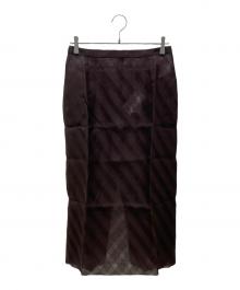 AURALEE（オーラリー）の古着「SHEER SILK COTTON CUT JACQUARD PENCIL SKIRT」｜ブラウン