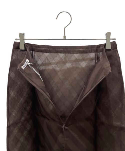AURALEE（オーラリー）AURALEE (オーラリー) SHEER SILK COTTON CUT JACQUARD PENCIL SKIRT ブラウン サイズ:1 未使用品の古着・服飾アイテム