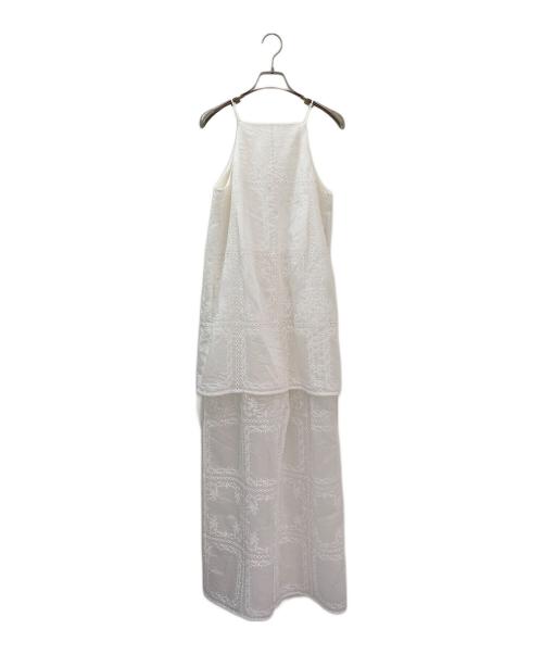 CLANE（クラネ）CLANE (クラネ) EMBROIDERY LACE CAMI ALL IN ONE ホワイト サイズ:2の古着・服飾アイテム