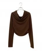 CLANEクラネ）の古着「DRAPED OFF SHOULDER SOFT CUT TOPS」｜ブラウン