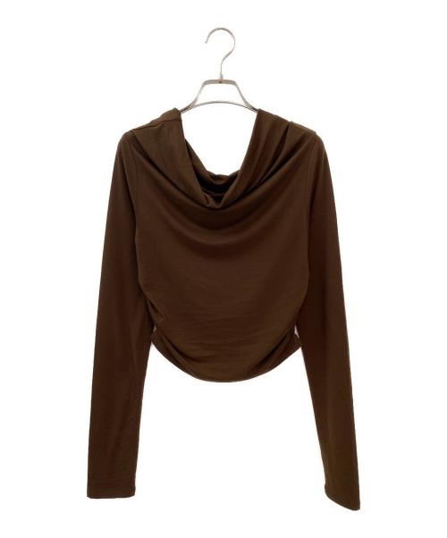 CLANE（クラネ）CLANE (クラネ) DRAPED OFF SHOULDER SOFT CUT TOPS ブラウン サイズ:2の古着・服飾アイテム