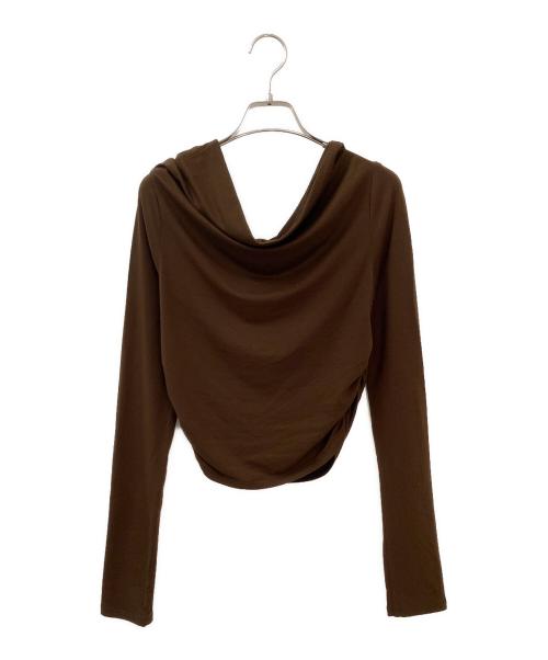CLANE（クラネ）CLANE (クラネ) DRAPED OFF SHOULDER SOFT CUT TOPS ブラウン サイズ:2の古着・服飾アイテム
