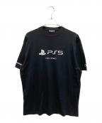 BALENCIAGA×PS5バレンシアガ）の古着「21AW Multi-Logo Print Oversized T-Shirt マルチロゴプリント オーバーサイズT/651795 TKVF3」｜ブラック
