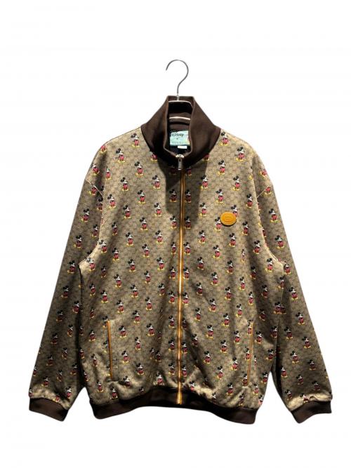 GUCCI（グッチ）GUCCI (グッチ) DISNEY (ディズニー) ミッキー総柄ジップアップジャケット ブラウン サイズ:Mの古着・服飾アイテム