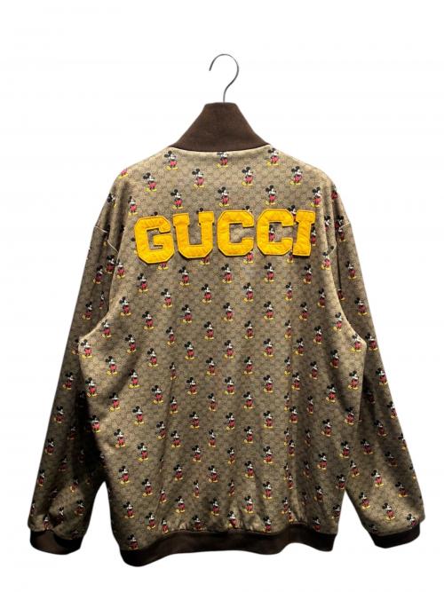 GUCCI（グッチ）GUCCI (グッチ) DISNEY (ディズニー) ミッキー総柄ジップアップジャケット ブラウン サイズ:Mの古着・服飾アイテム