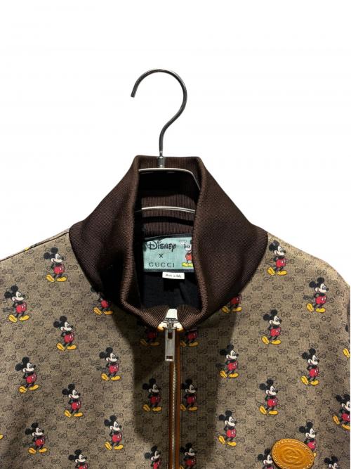 GUCCI（グッチ）GUCCI (グッチ) DISNEY (ディズニー) ミッキー総柄ジップアップジャケット ブラウン サイズ:Mの古着・服飾アイテム