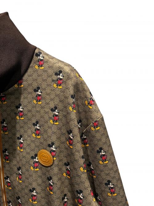 GUCCI（グッチ）GUCCI (グッチ) DISNEY (ディズニー) ミッキー総柄ジップアップジャケット ブラウン サイズ:Mの古着・服飾アイテム