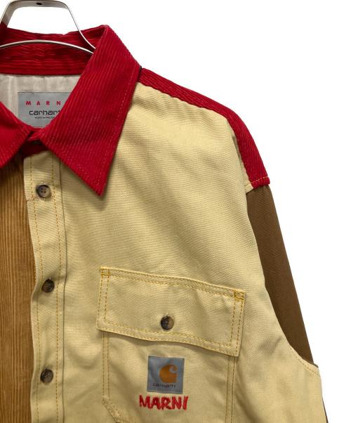 MARNI（マルニ）MARNI (マルニ) CarHartt (カーハート) WIP Bio Cotton Colur-Block Over shirt ベージュ サイズ:XLの古着・服飾アイテム