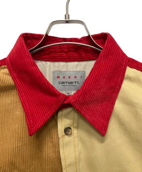 MARNI（マルニ）MARNI (マルニ) CarHartt (カーハート) WIP Bio Cotton Colur-Block Over shirt ベージュ サイズ:XLの古着・服飾アイテム