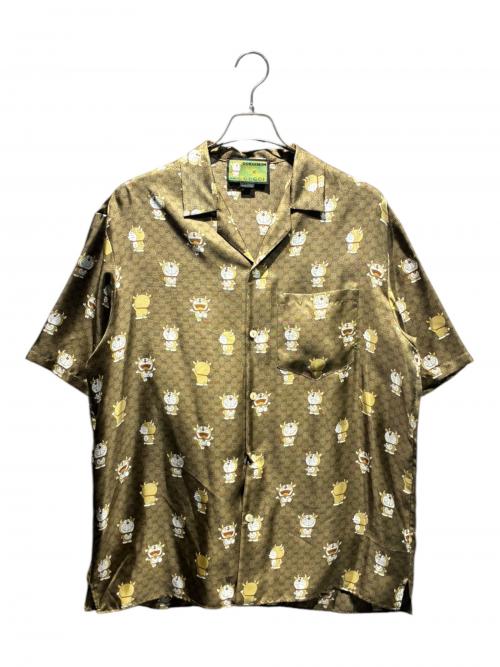 GUCCI（グッチ）GUCCI (グッチ) ドラえもん (ドラエモン) オープンカラーシャツ ブラウン サイズ:50の古着・服飾アイテム