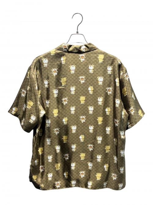 GUCCI（グッチ）GUCCI (グッチ) ドラえもん (ドラエモン) オープンカラーシャツ ブラウン サイズ:50の古着・服飾アイテム