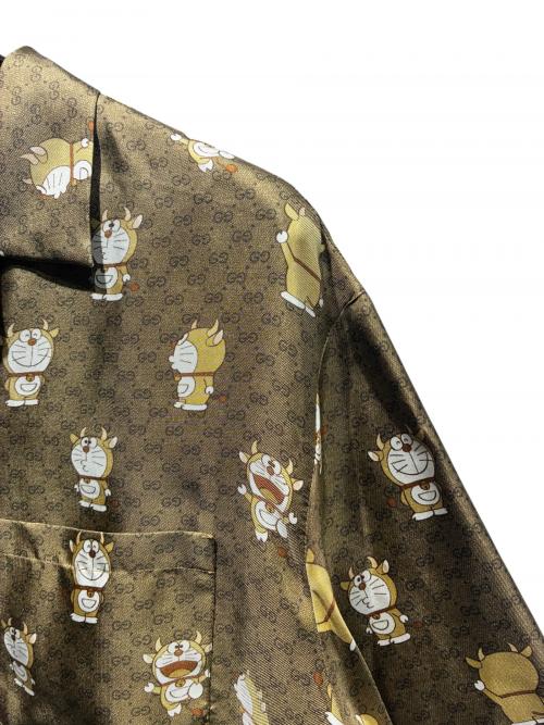 GUCCI（グッチ）GUCCI (グッチ) ドラえもん (ドラエモン) オープンカラーシャツ ブラウン サイズ:50の古着・服飾アイテム