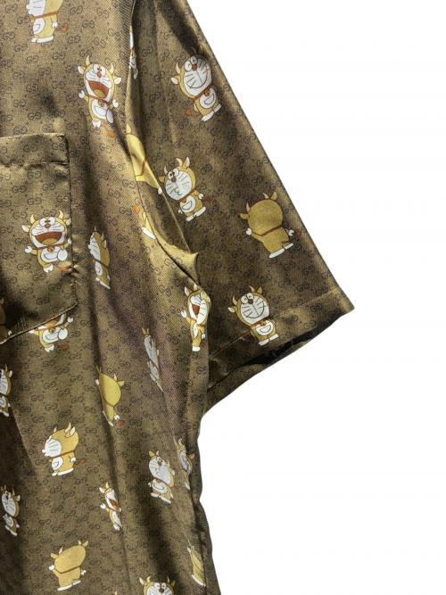 GUCCI（グッチ）GUCCI (グッチ) ドラえもん (ドラエモン) オープンカラーシャツ ブラウン サイズ:50の古着・服飾アイテム
