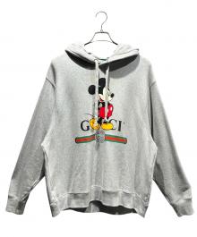 GUCCI×DISNEY（グッチ×ディズニー）の古着「Mickey Mouse Hooded Sweatshirt ミッキー柄プルオーバーパーカー」｜グレー