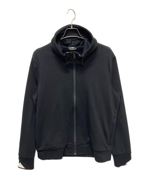 FENDI（フェンディ）FENDI (フェンディ) レザー切替ジップパーカー ブラック サイズ:Mの古着・服飾アイテム