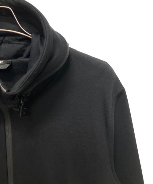 FENDI（フェンディ）FENDI (フェンディ) レザー切替ジップパーカー ブラック サイズ:Mの古着・服飾アイテム