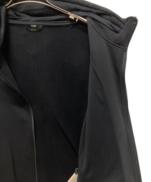 FENDI（フェンディ）FENDI (フェンディ) レザー切替ジップパーカー ブラック サイズ:Mの古着・服飾アイテム
