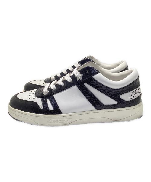 JIMMY CHOO（ジミーチュウ）JIMMY CHOO (ジミーチュウ) HAWAIIクロコ型押しローカットスニーカー ホワイト サイズ:42の古着・服飾アイテム