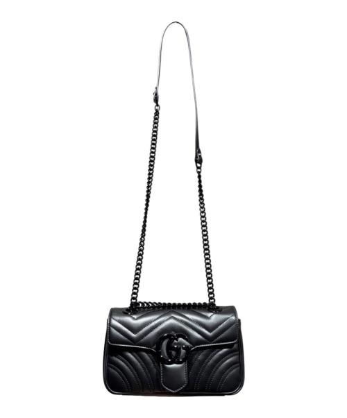 GUCCI（グッチ）GUCCI (グッチ) GGマーモントシェブロン キルティングレザー ショルダーバッグ ブラック サイズ:ミニ 未使用品の古着・服飾アイテム