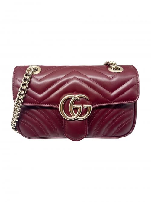 GUCCI（グッチ）GUCCI (グッチ) GGマーモント スモールショルダーバッグ バーガンディー サイズ:スモールの古着・服飾アイテム