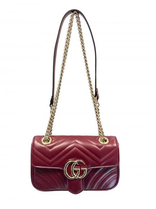 GUCCI（グッチ）GUCCI (グッチ) GGマーモント スモールショルダーバッグ バーガンディー サイズ:スモールの古着・服飾アイテム