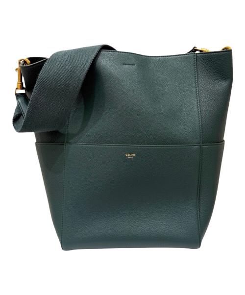 CELINE（セリーヌ）CELINE (セリーヌ) サングル バケット ショルダーバッグ ミディアム グリーン サイズ:ミディアムの古着・服飾アイテム