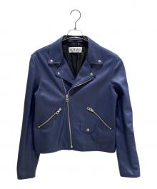 LOEWE（ロエベ）の古着「Leather Double-Breasted Biker Jacket/レザーダブルライダースジャケット/H1158140NU」｜ブルー