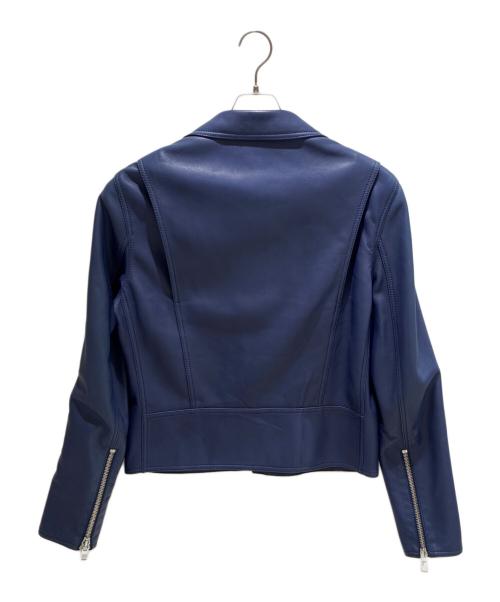 LOEWE（ロエベ）LOEWE (ロエベ) Leather Double-Breasted Biker Jacket/レザーダブルライダースジャケット/H1158140NU ブルー サイズ:Mの古着・服飾アイテム