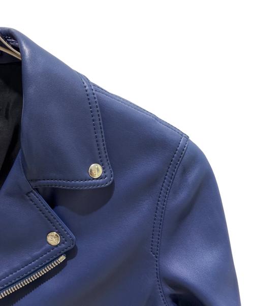 LOEWE（ロエベ）LOEWE (ロエベ) Leather Double-Breasted Biker Jacket/レザーダブルライダースジャケット/H1158140NU ブルー サイズ:Mの古着・服飾アイテム