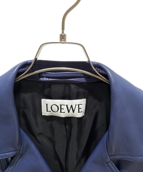 LOEWE（ロエベ）LOEWE (ロエベ) Leather Double-Breasted Biker Jacket/レザーダブルライダースジャケット/H1158140NU ブルー サイズ:Mの古着・服飾アイテム