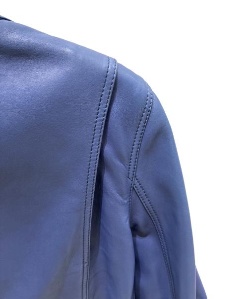 LOEWE（ロエベ）LOEWE (ロエベ) Leather Double-Breasted Biker Jacket/レザーダブルライダースジャケット/H1158140NU ブルー サイズ:Mの古着・服飾アイテム