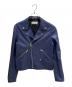 LOEWE（ロエベ）の古着「Leather Double-Breasted Biker Jacket/レザーダブルライダースジャケット/H1158140NU」｜ブルー