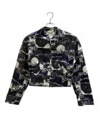 CHANELシャネル）の古着「All-Over Graphic Bomber Jacket/総柄グラフィックボンバーブルゾン/P63238V48727」｜ネイビー