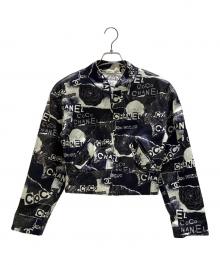 CHANEL（シャネル）の古着「All-Over Graphic Bomber Jacket/総柄グラフィックボンバーブルゾン/P63238V48727」｜ネイビー