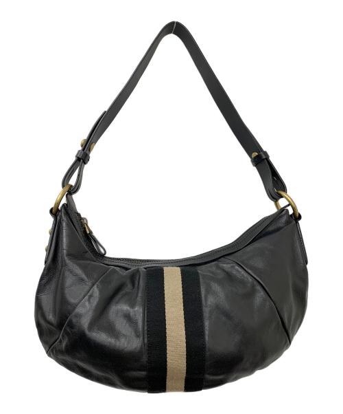 BALLY（バリー）BALLY (バリー) ハーフムーン型レザーショルダーバッグ ブラックの古着・服飾アイテム